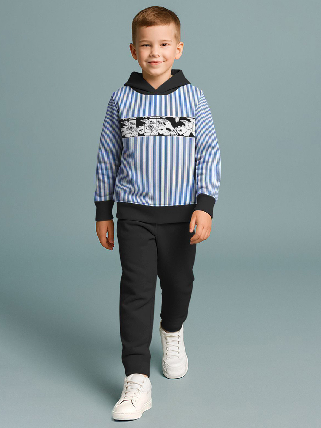 HELLCAT Boys Striped Hooded Sweatshirt With Trousers