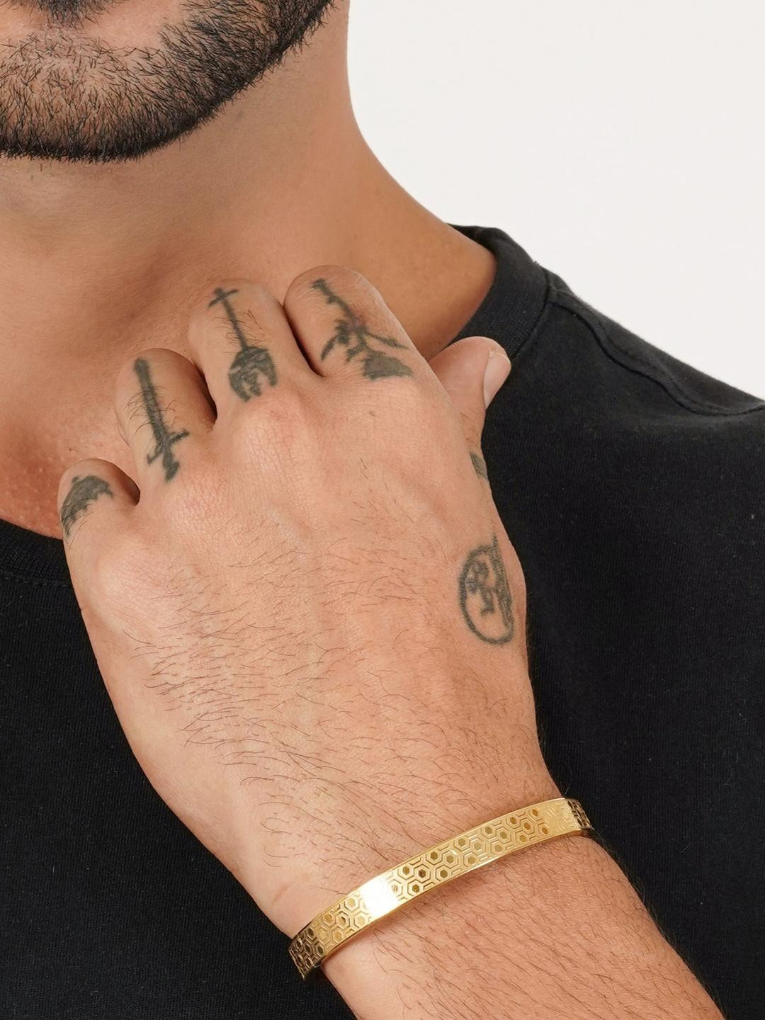 MILLER Men Gold-Plated Kada Bracelet