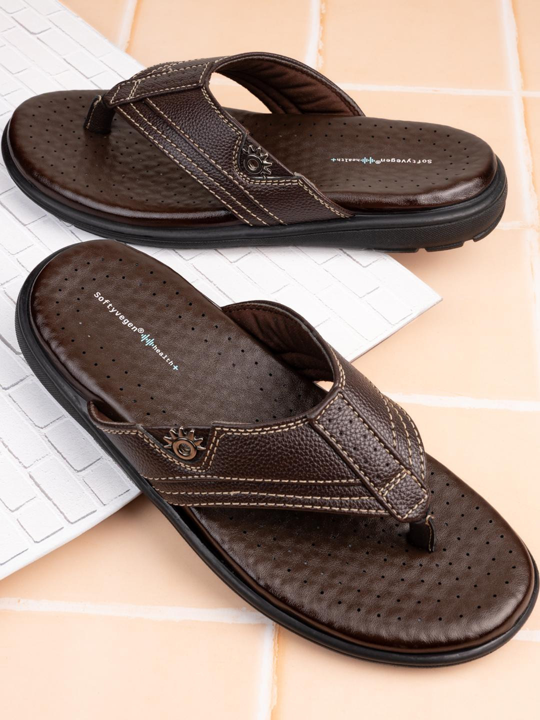 SOFTY VEGEN Men Brown memory Foam Comfort Sandals