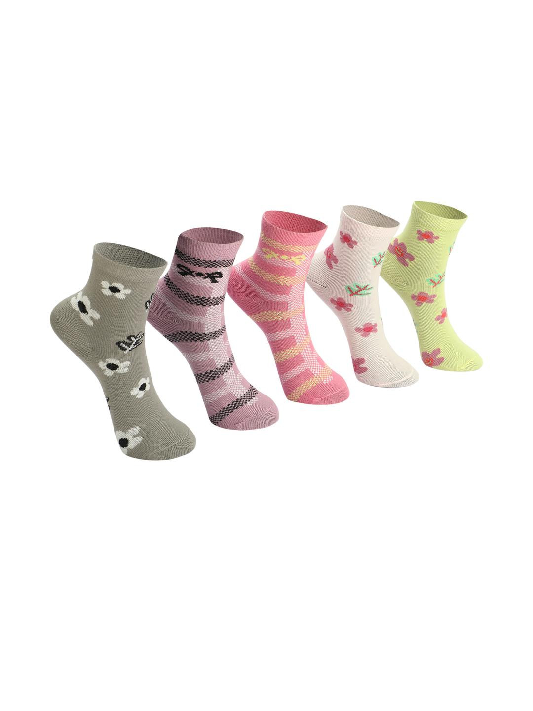 PRIMESOX MOVE ON  Pack of 6 Kids Girls Socks - Printed Cotton Kids Socks