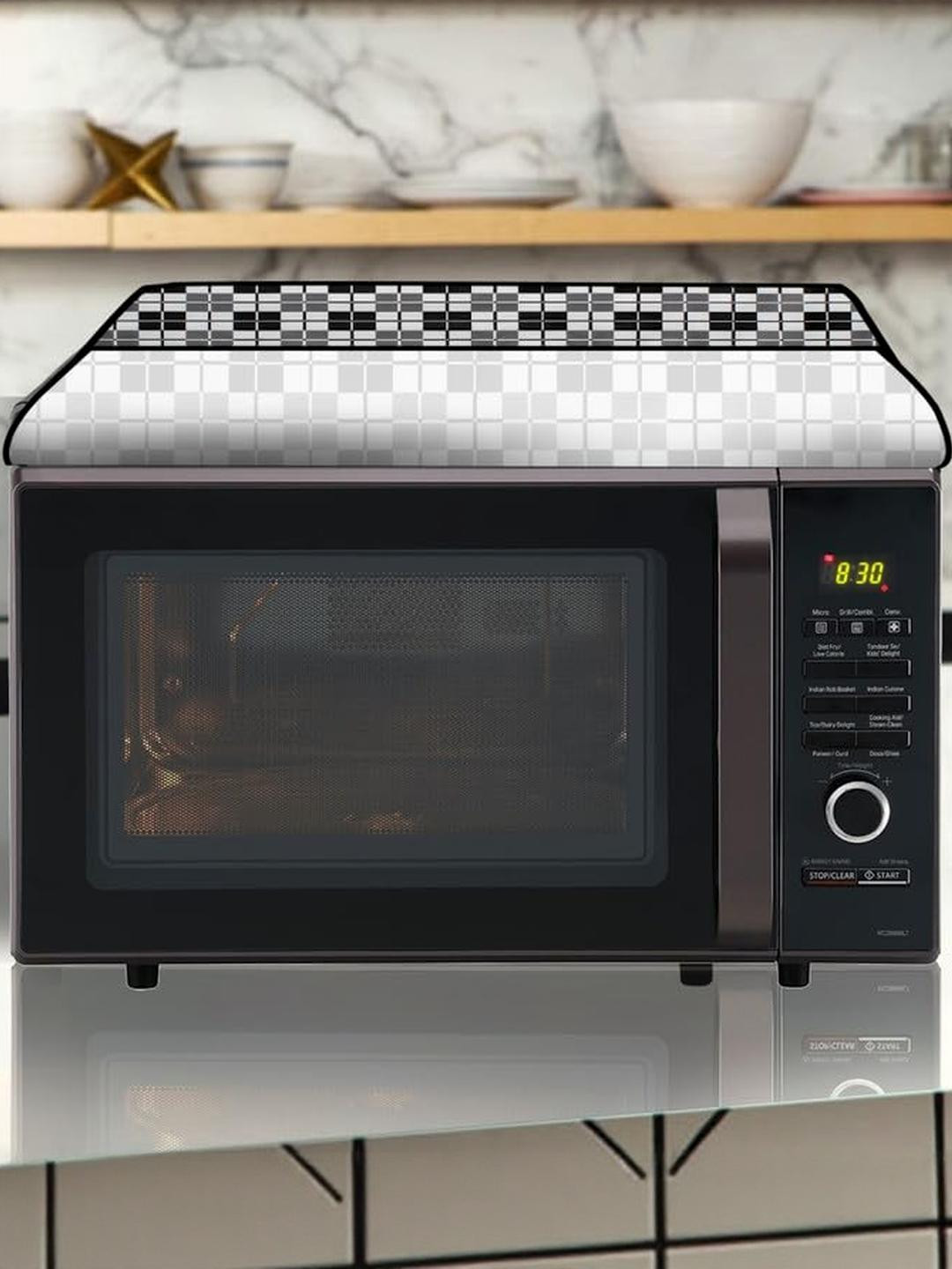 PVC Waterproof Microwave Oven Cover Compatible for 20 L Grill 20PG4S Checkered