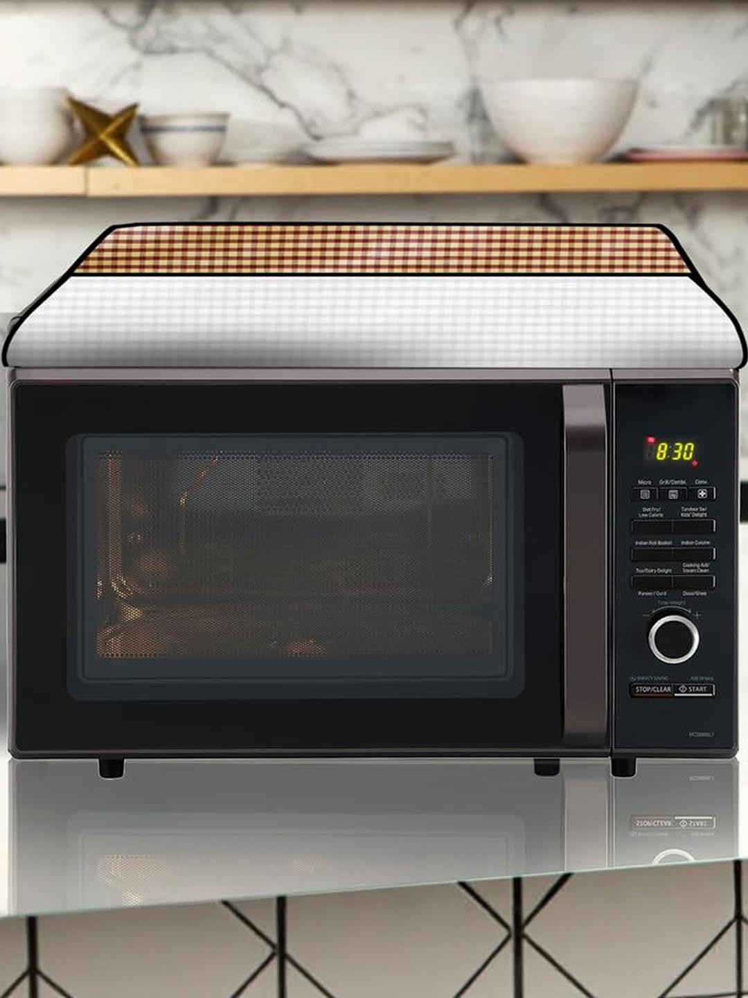 The Furnishing Tree PVC Waterproof Microwave Oven Cover Compatible for LG 21L MC2146BG Pin Check Pa