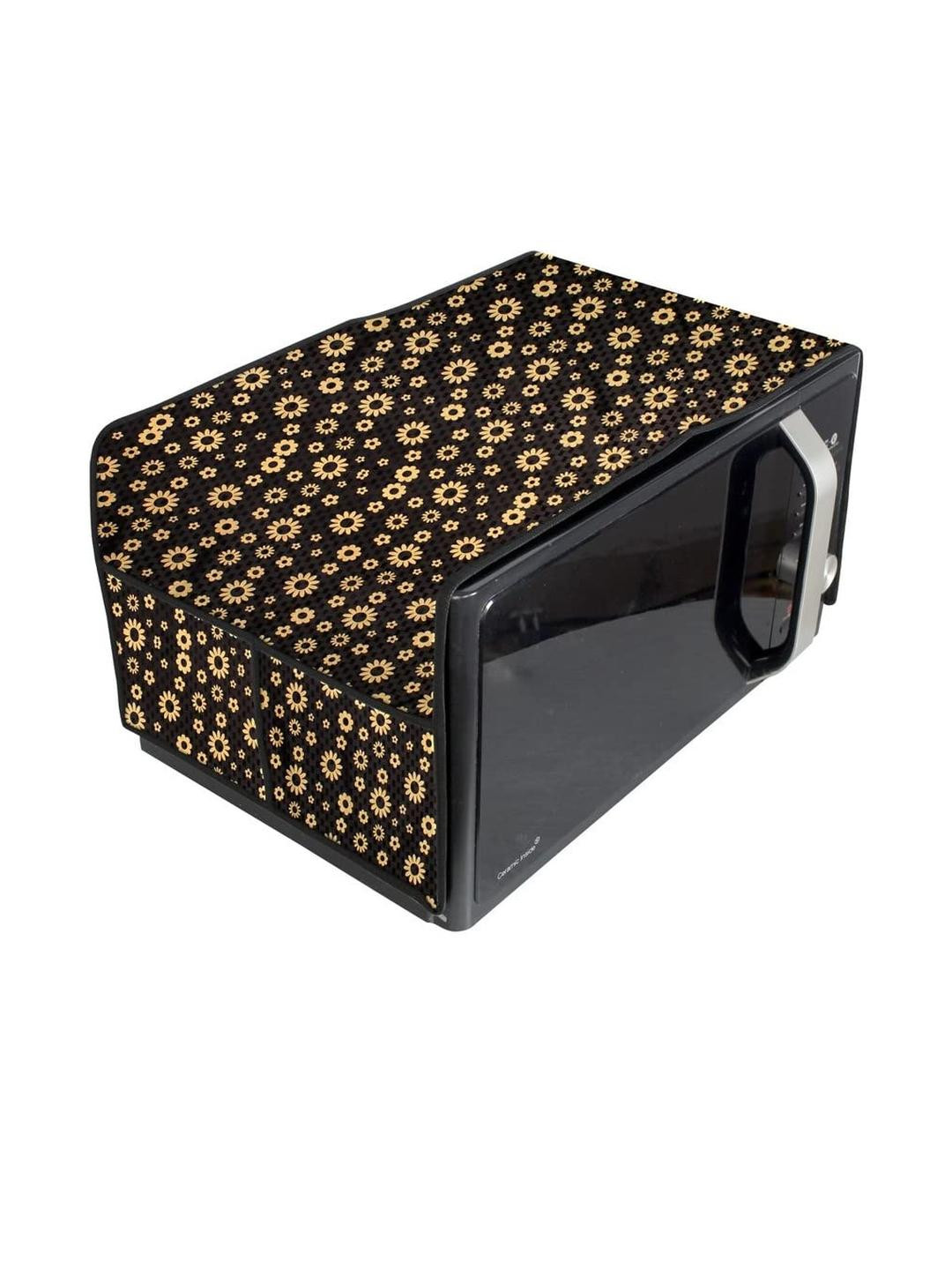 The Furnishing Tree Waterproof & Dustproof PVC Microwave Oven Top Cover with 4 Utility Pockets Flor
