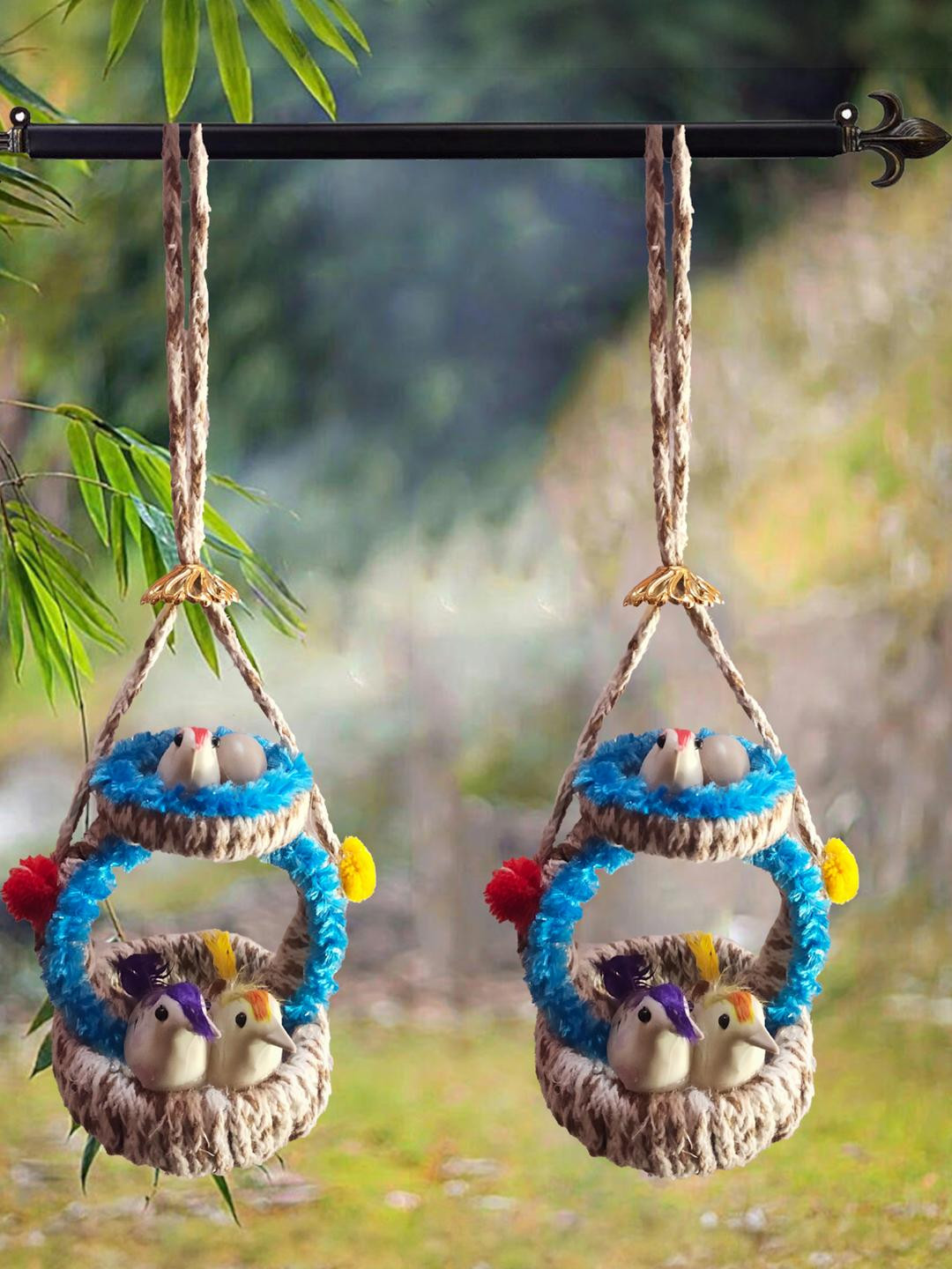 The Shine Store Bird Nest Jute Matte Hanging Hall 2Pcs Wall Hangings-11.8In