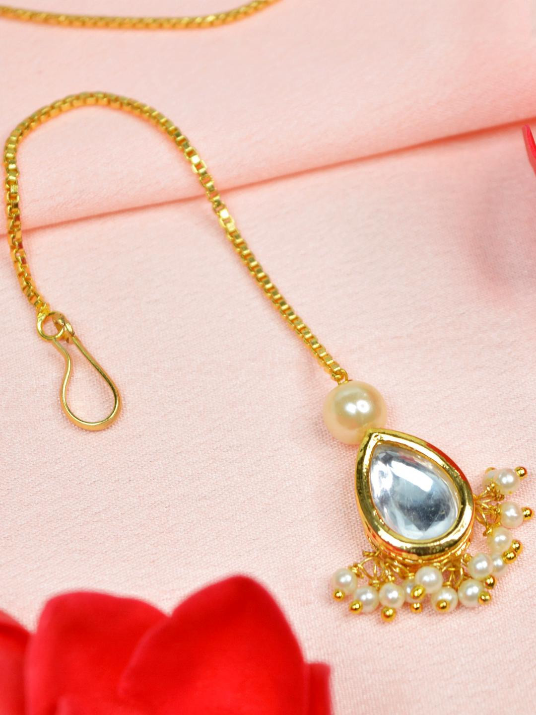 KYOOT JEWELS Gold-Plated Pearls Maang Tikka