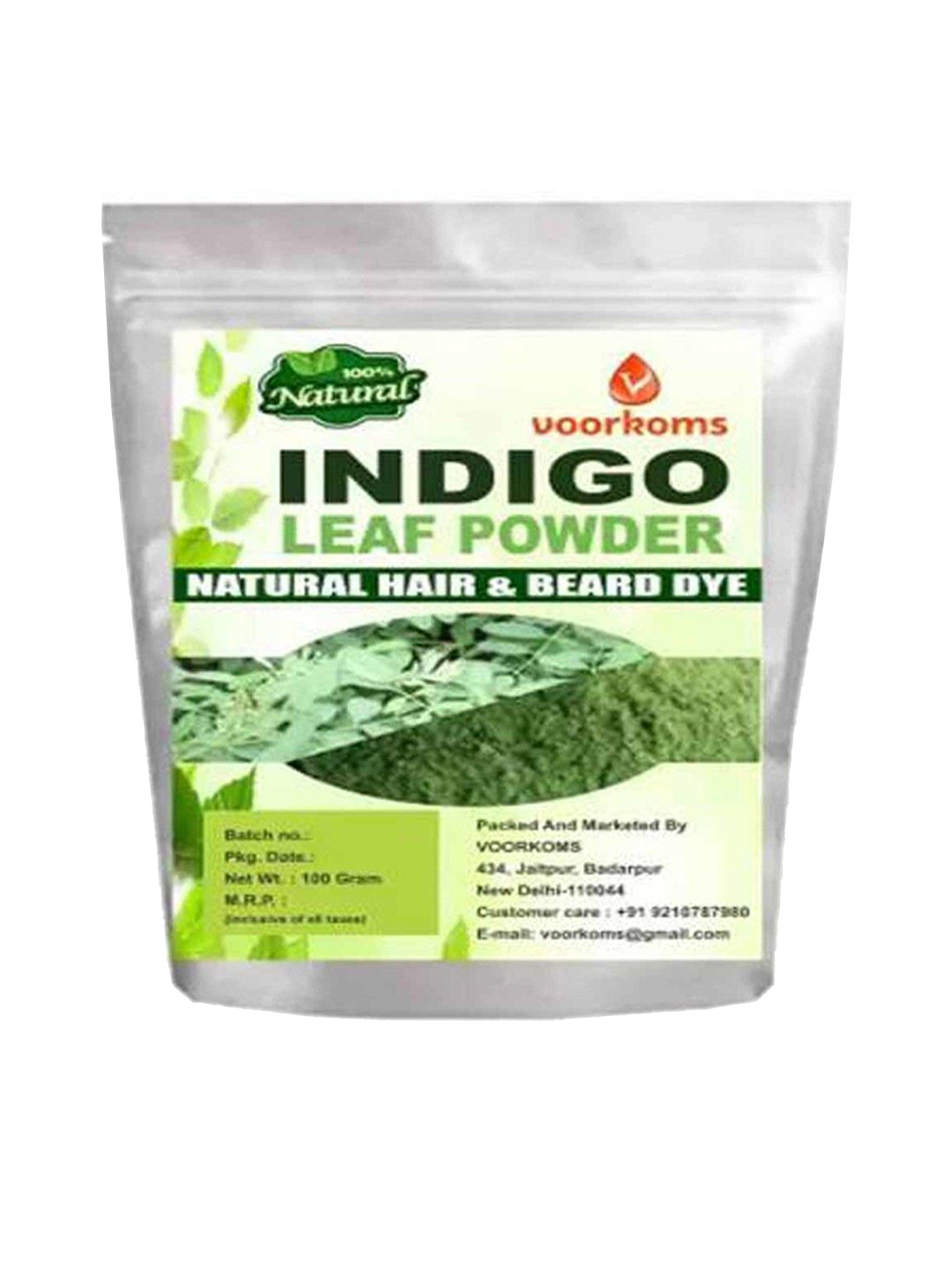 VOORKOMS Natural Indigo Powder For Hair & Beard Colour - 100 g