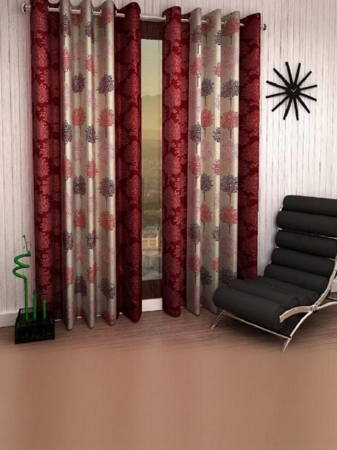 151 cm (5 ft) Polyester Semi Transparent Window Curtain (Pack Of 2) (Printed, Multicolor)
