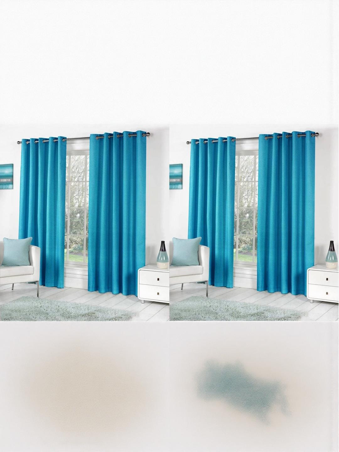 213 cm (7 ft) Polyester Semi Transparent Door Curtain (Pack Of 4) (Solid, Sky Blue)