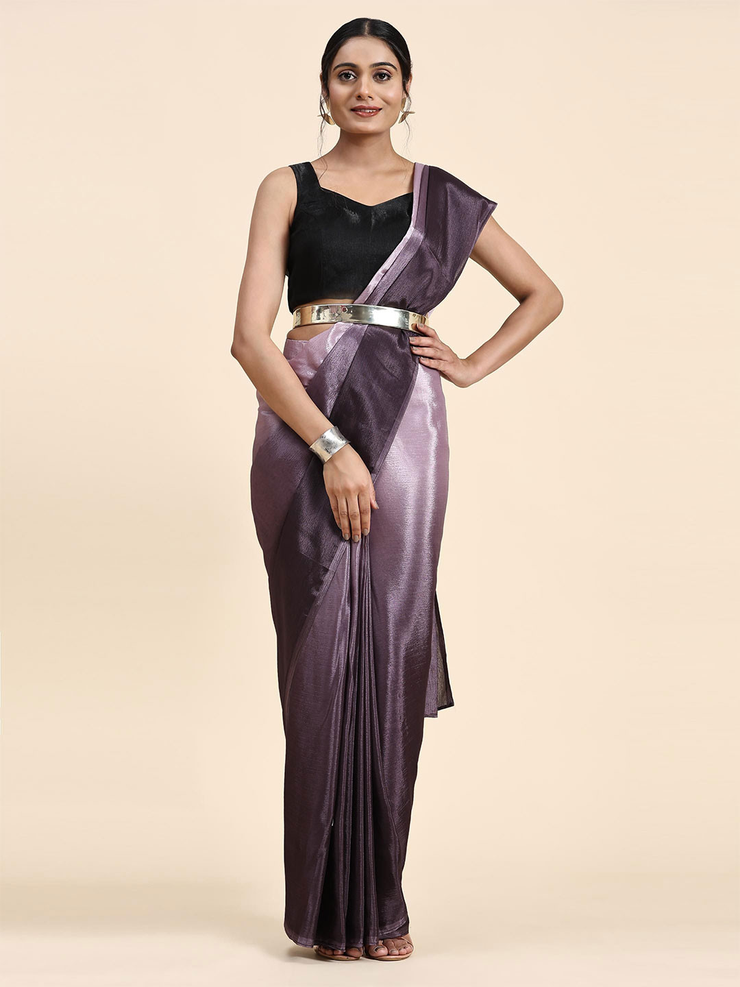 Suha Women Ombre Satin Belted Sarees