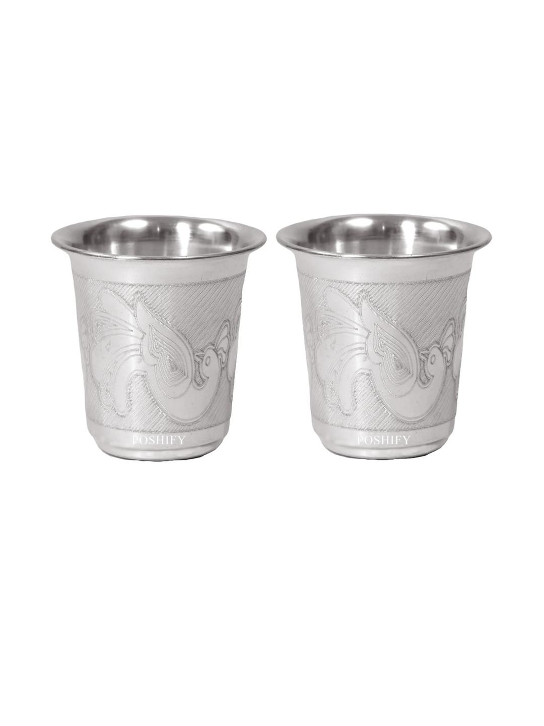 POSHIFY Pack of 2 German Silver Water Glass