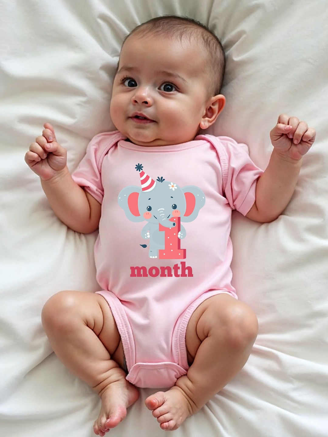 YK Infants One Month Elephant Printed Cotton Bodysuit
