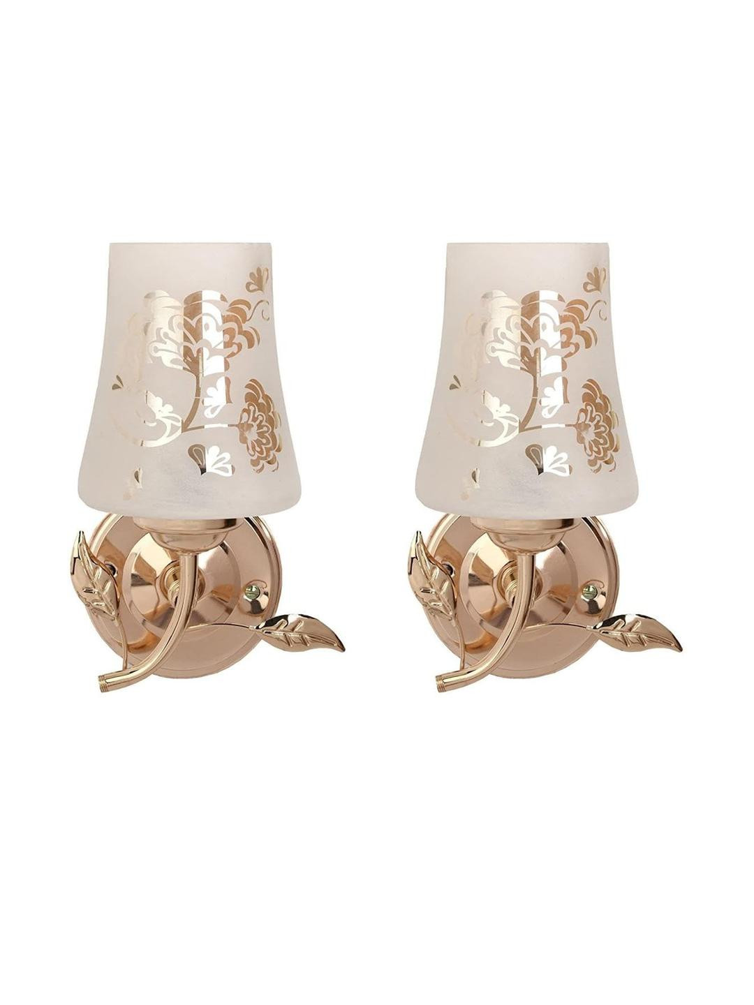 Somil Premium Designer Glass Wall / Night Lamp  Elegant & Stylish Dcor Accent for Modern Interiors, color- Golden, White, Size:- 23 X 21 X 31.5 CM