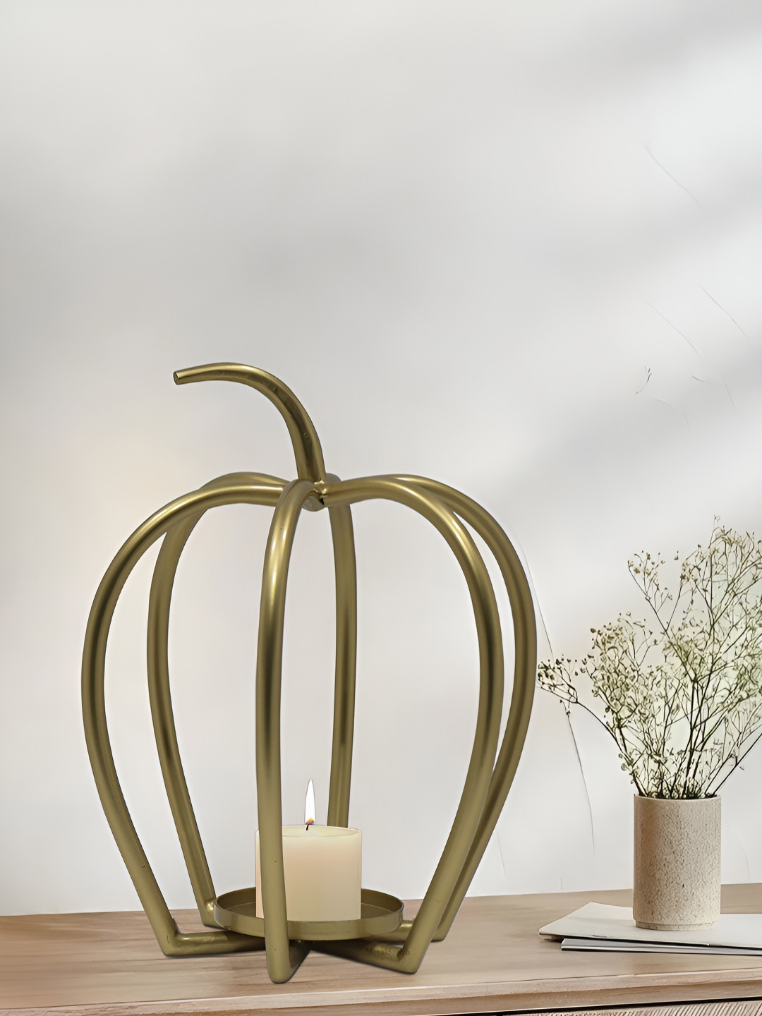 Metalsmith Gold-Toned Pumpkin Shaped Candle Holder