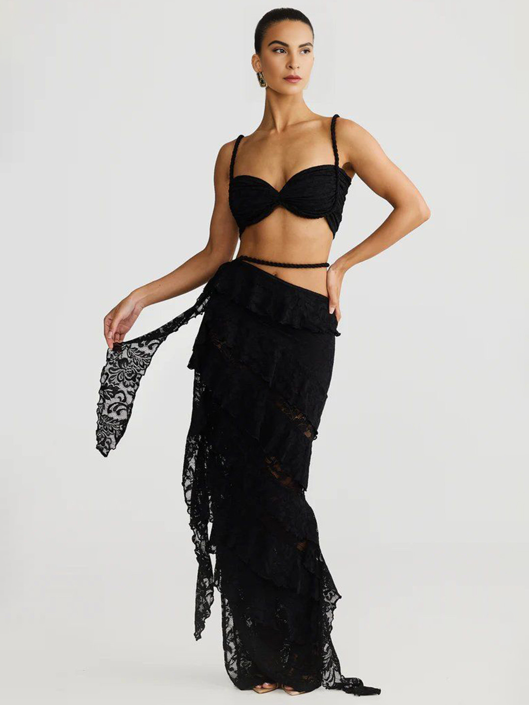 Bee Boe Women Rope Detail Black Bandeau Top