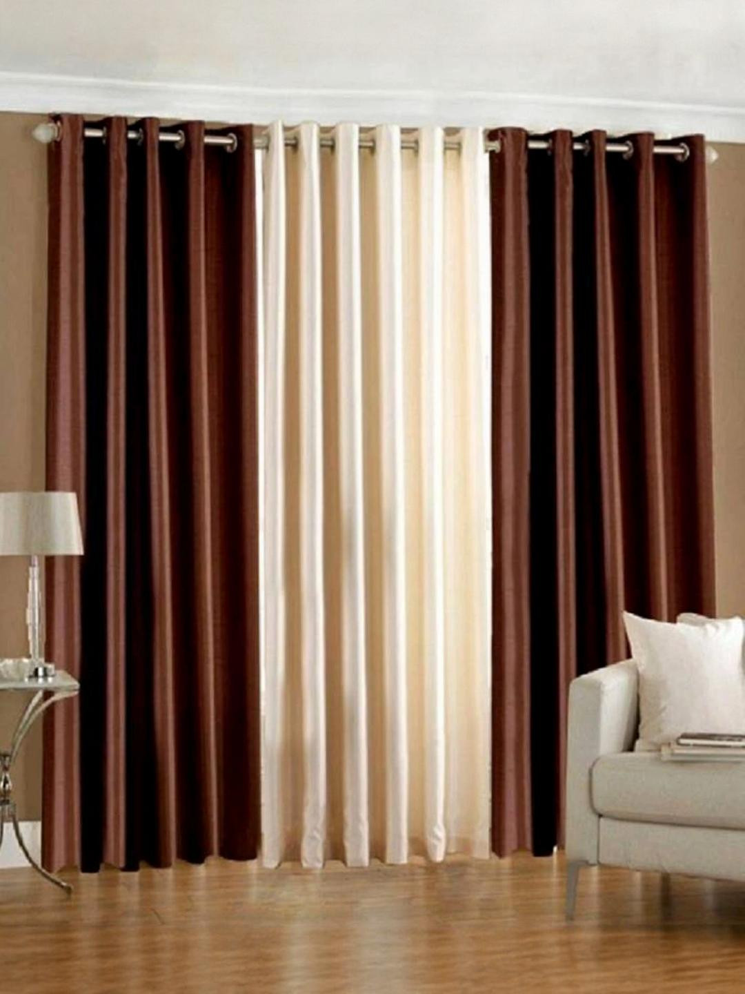 275 cm (9 ft) Polyester Semi Transparent Long Door Curtain (Pack Of 3) (Solid, Multicolor)