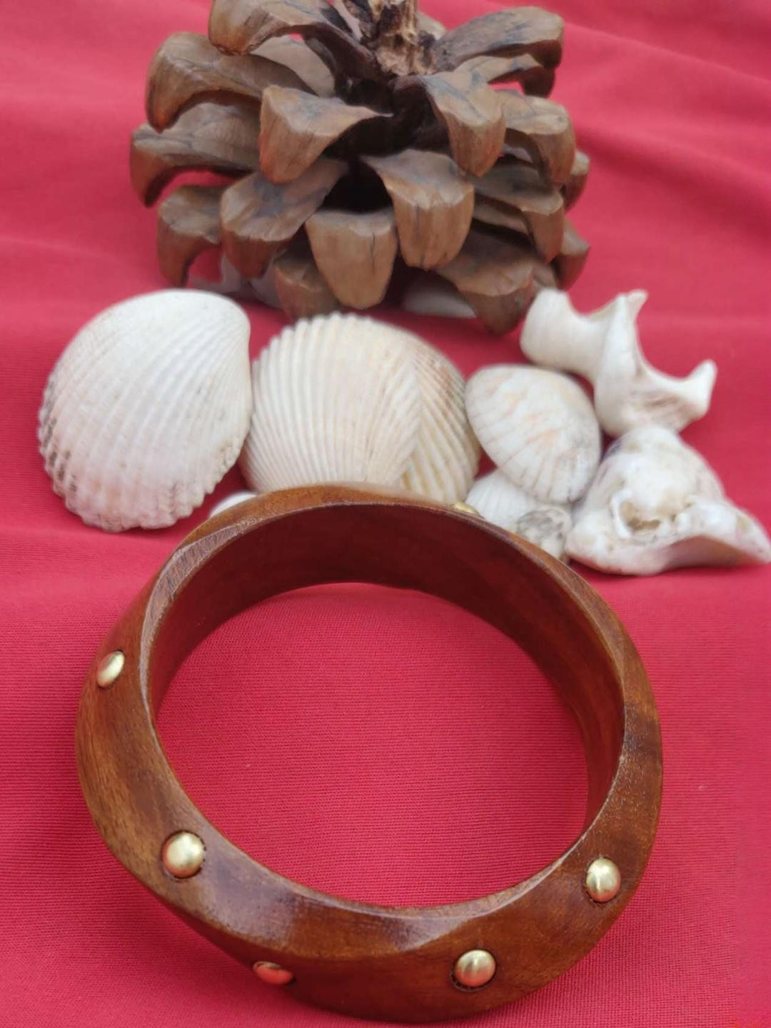 Hitarh Women Wood Bangle with Brass Charms