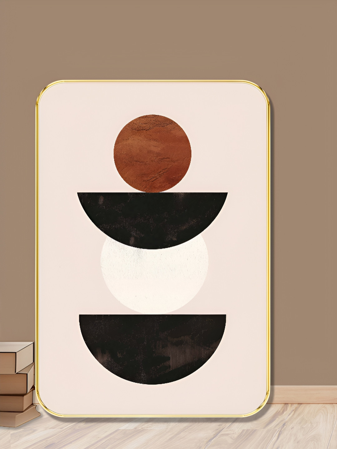 Livin'luxe Off White & Black Minimal Geometric Rectangle Wall Art