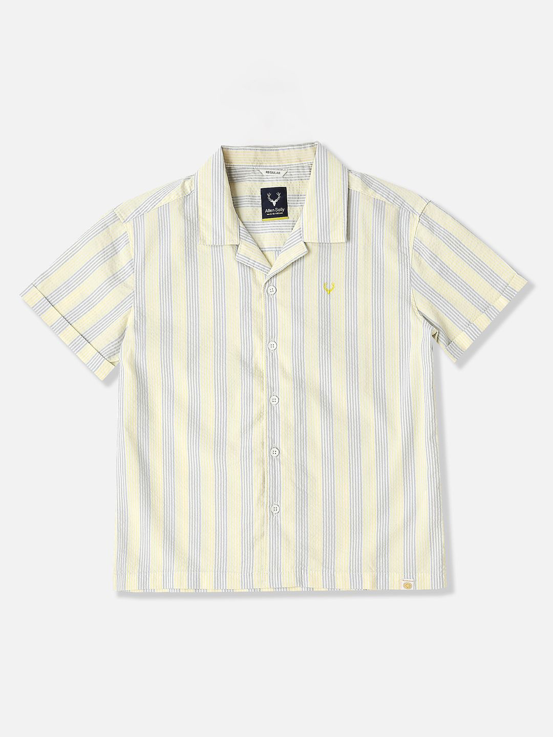 Allen Solly Junior Boys Vertical Striped Cuban Collar Casual Shirt