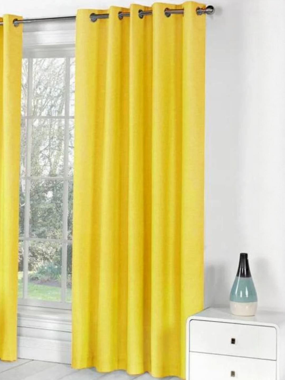 270 cm (9 ft) Polyester Semi Transparent Long Door Curtain (Pack Of 2) (Plain, Yellow)