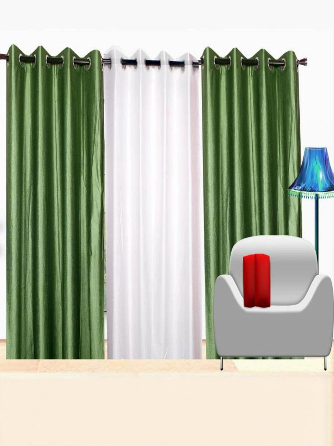 270 cm (9 ft) Polyester Semi Transparent Long Door Curtain (Pack Of 3) (Solid, Multicolor)