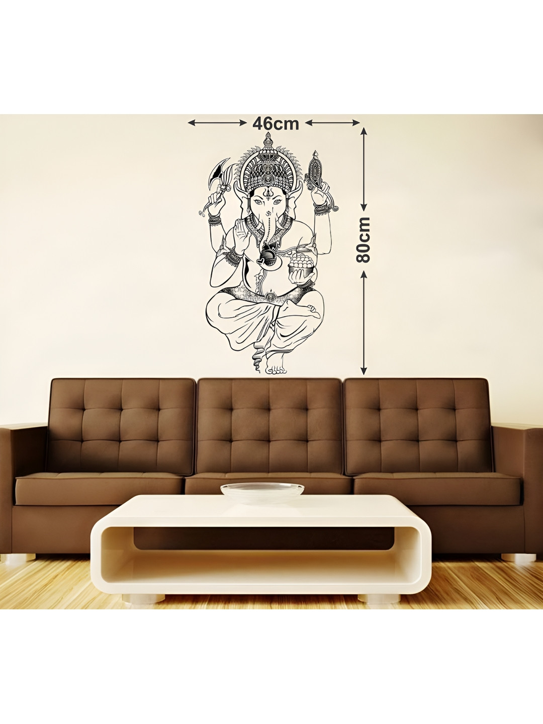 LANSTICK Black Printed God Ganesha Wall Sticker