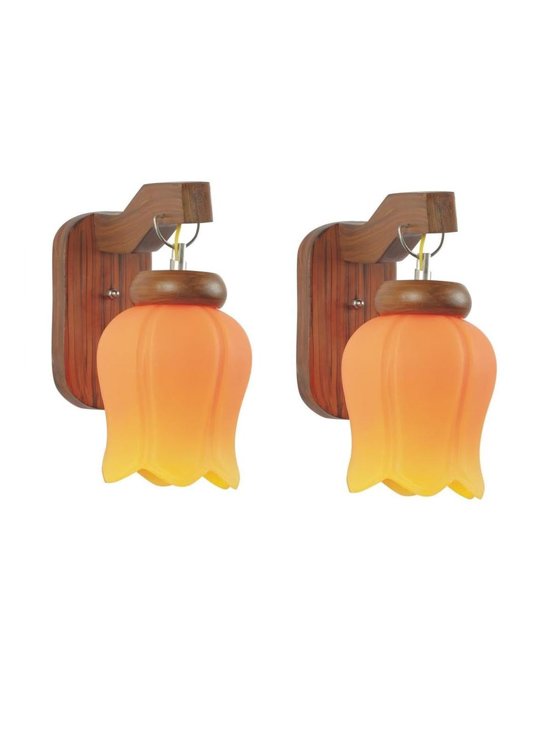 Somil Premium Designer Glass Wall / Night Lamp  Elegant & Stylish Dcor Accent for Modern Interiors, color- Orange, Yellow, Size:- 15 X 23 X 29 CM