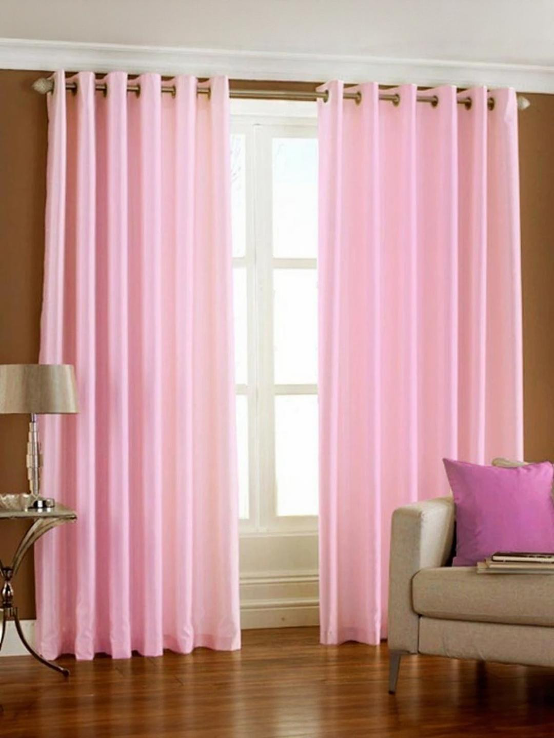 213 cm (7 ft) Polyester Semi Transparent Door Curtain (Pack Of 2) (Solid, Light Pink)