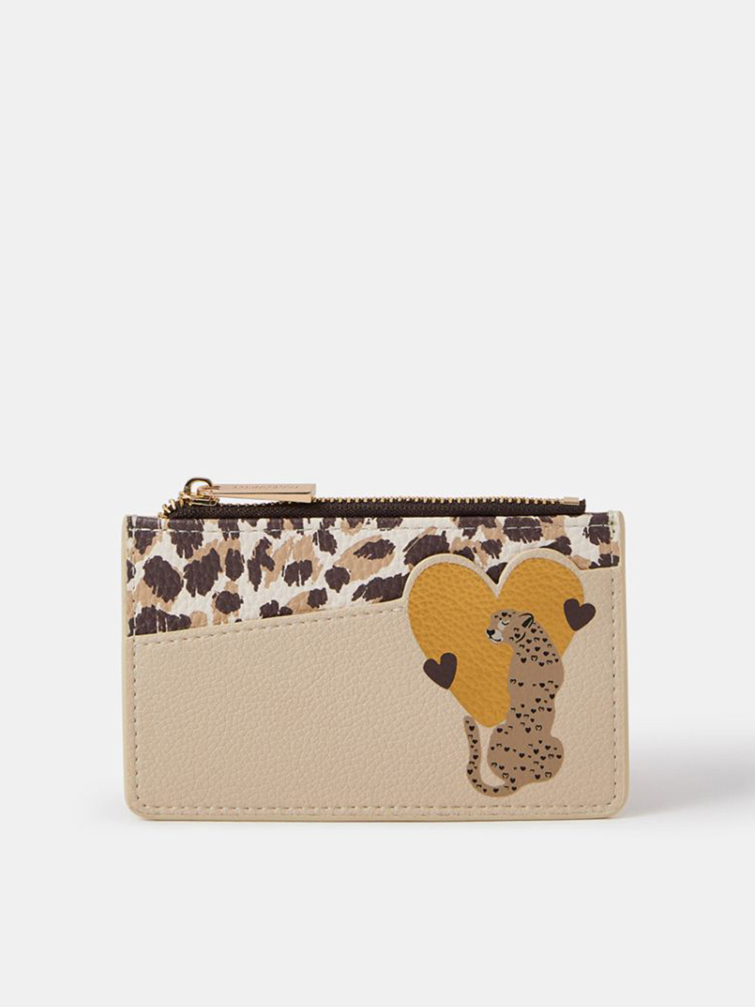Accessorize London Women Cheetah Heart Printed Card Holder