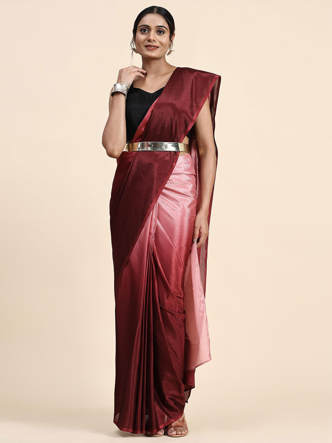Suha Ombre Satin Belted Sarees
