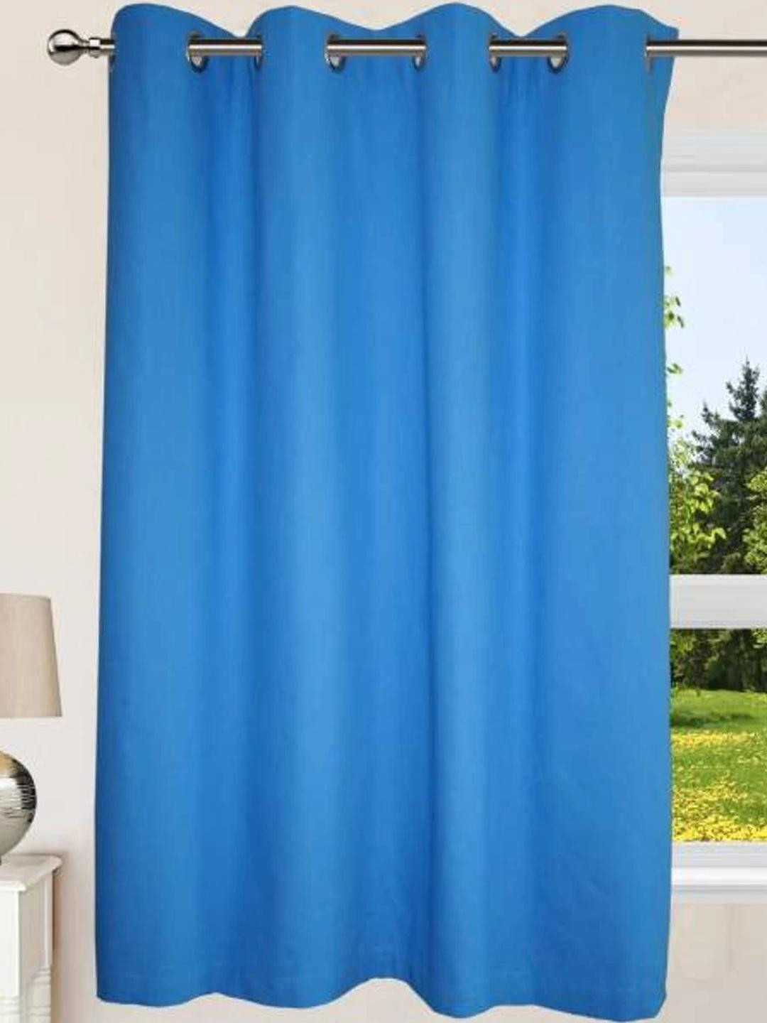 151 cm (5 ft) Polyester Semi Transparent Window Curtain Single Curtain (Plain, Aqua)