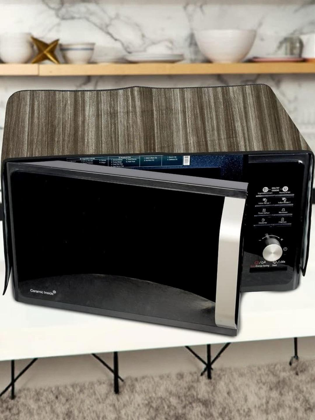 The Furnishing Tree Waterproof & Dustproof PVC Microwave Oven Top Cover with 4 Utility Pockets Wood