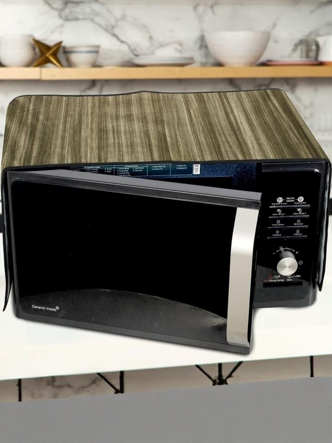 The Furnishing Tree Waterproof & Dustproof PVC Microwave Oven Top Cover with 4 Utility Pockets Wood