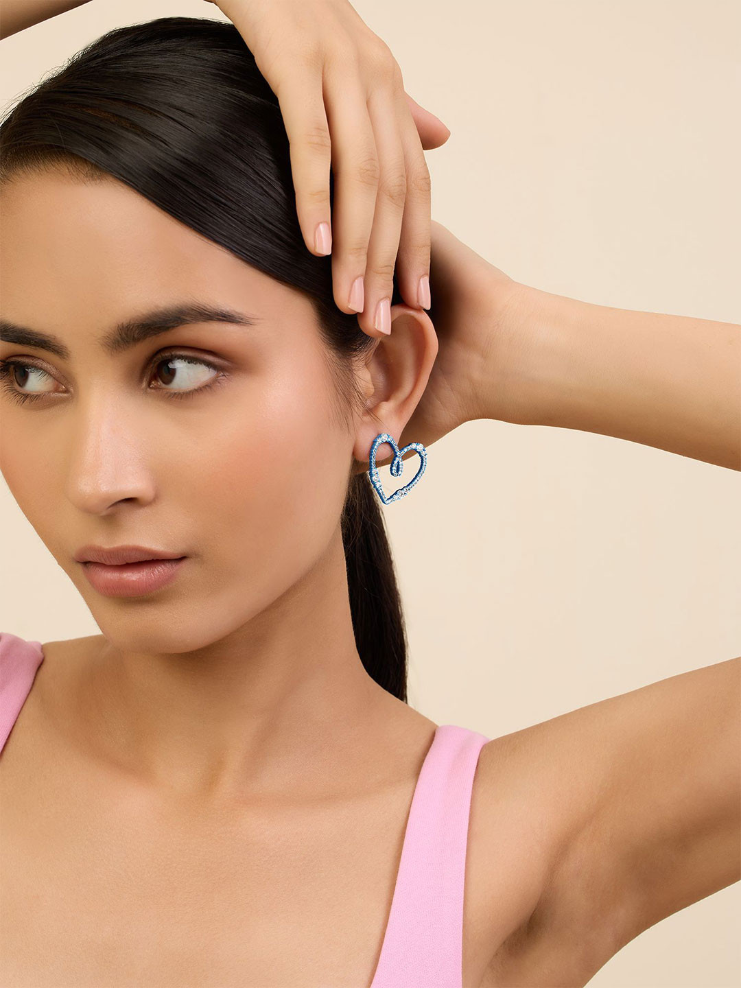 Isharya Heart Shaped Cubic Zirconia Studded Studs