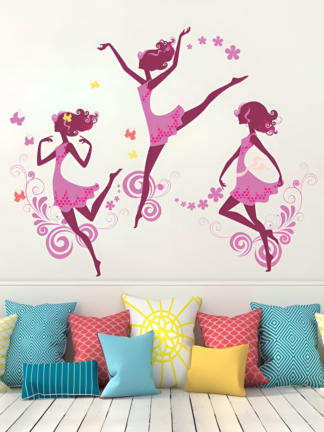 LANSTICK Pink & Yellow Splash-Proof Eco-Friendly Girl With Dance Wallpaper