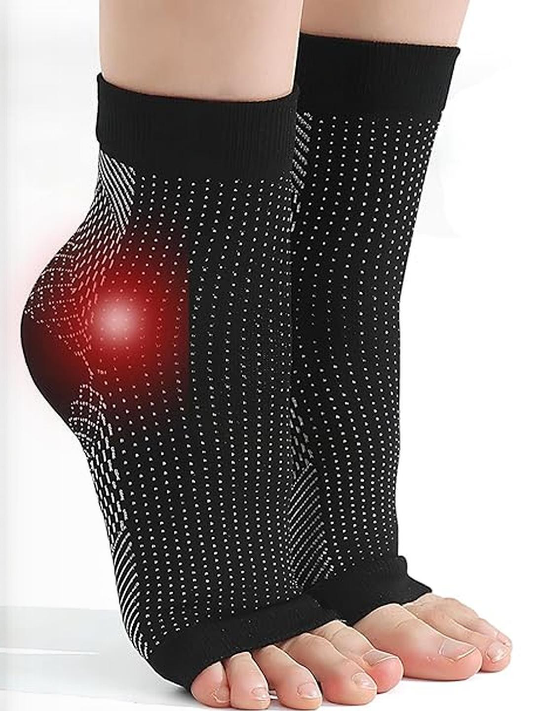 SOXVIEW Unisex Black Pack Of 2 Orthopedic Neuro Ankle Length Cotton Socks