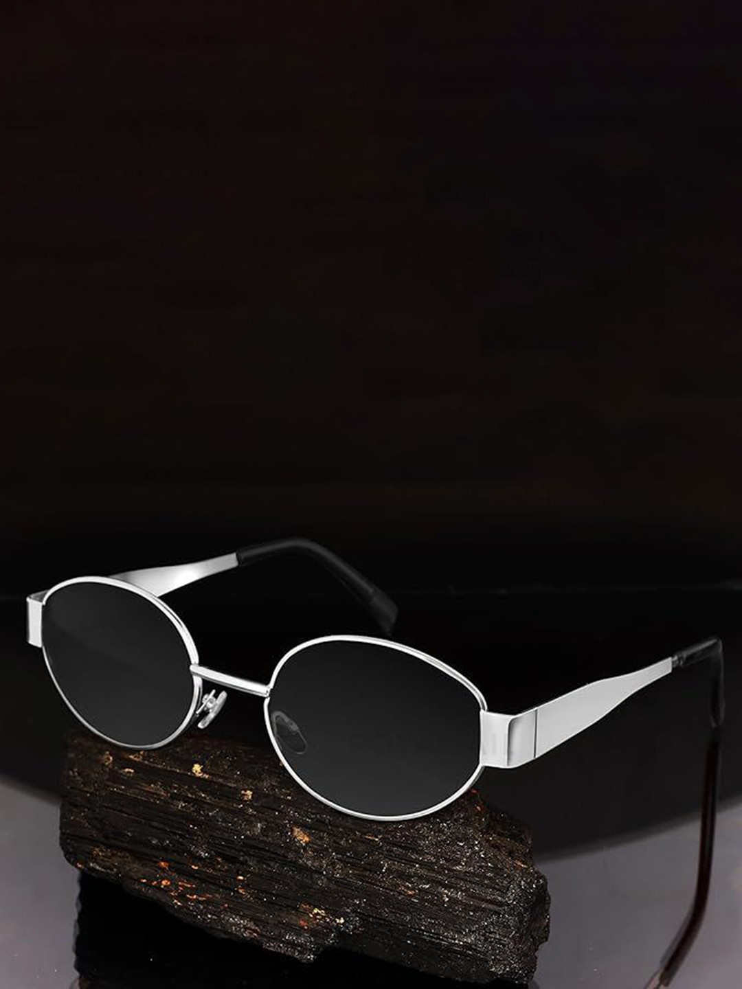 RICH CLUB Women Oval Sunglasses with UV Protected Lens Oval Sunglasses-sil black