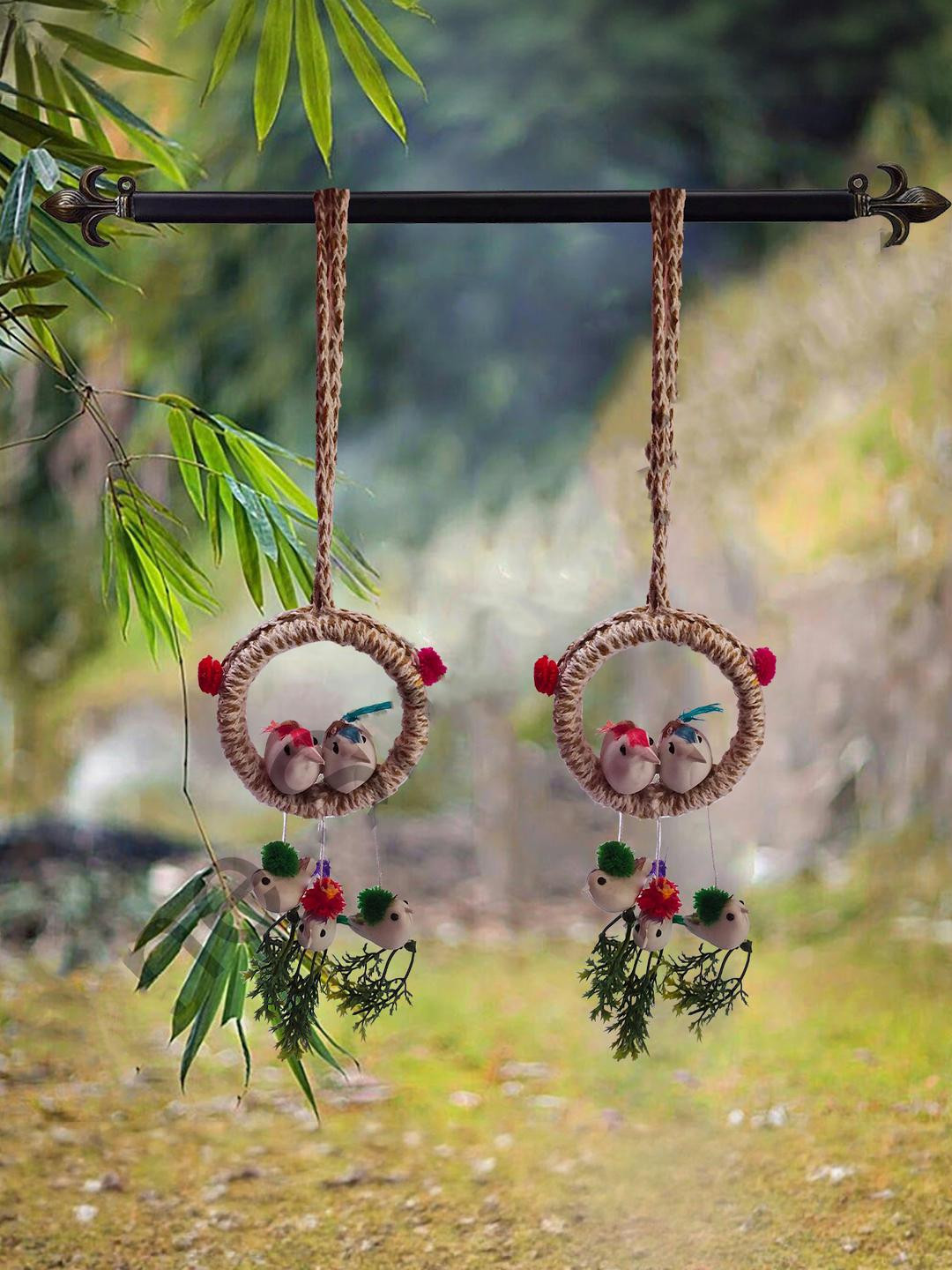 The Shine Store Bird Nest Chidiya with Grass Jute Bohemian Matte Hall Wall Hangings-12.6In