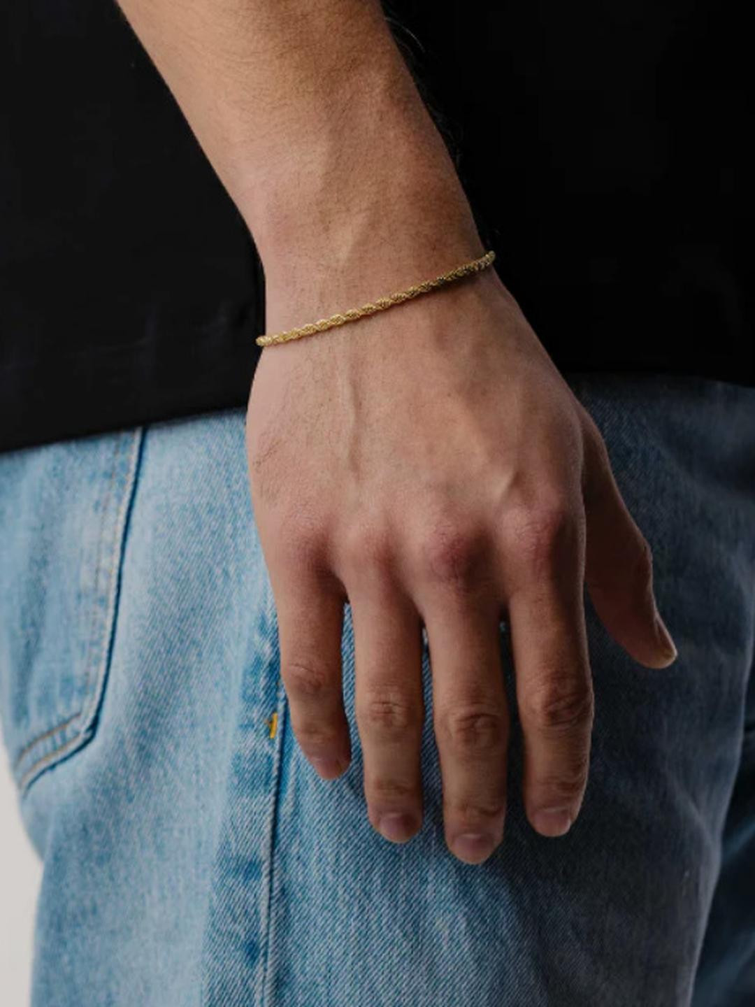 MILLER Men 3mm Gold-Plated Link Rope Chain Bracelet