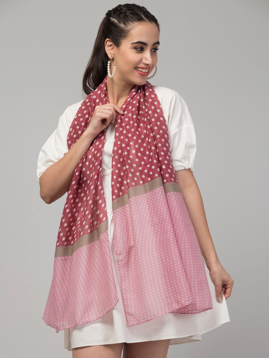 J Style Women Polka Dot Printed Stole