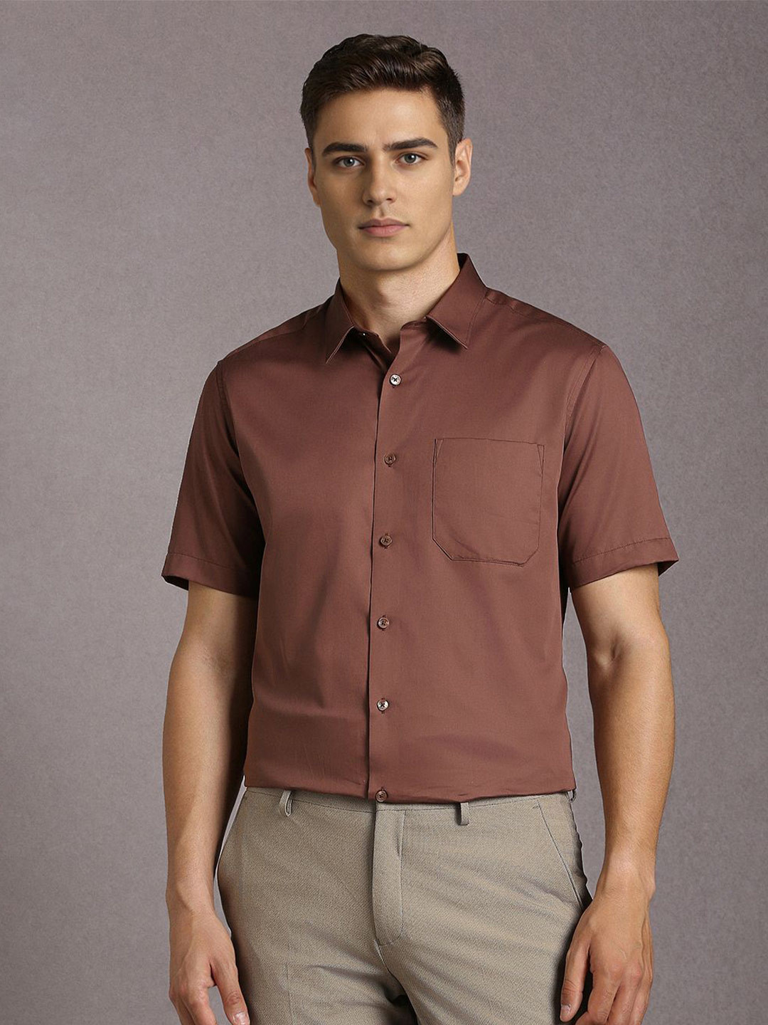 Louis Philippe Short Sleeves Pure Cotton Formal Shirt