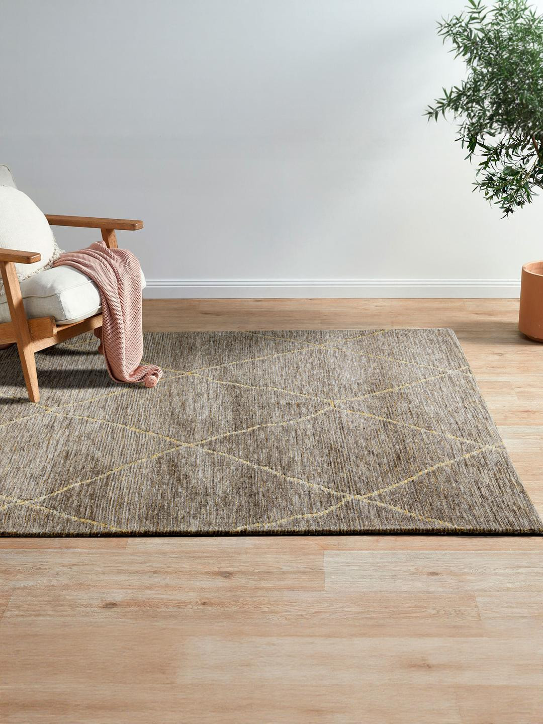 PLIVANA Dark Beige Modern Area Rug for Living Room Bedroom