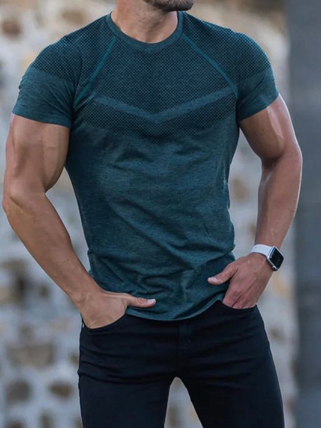 StyleCast x Revolte Men Abstract Muscle Fit Round Neck T-shirt