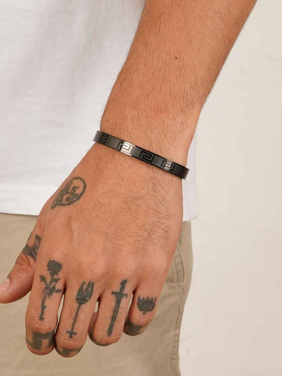 MILLER Men Black Toned Kada Bracelet
