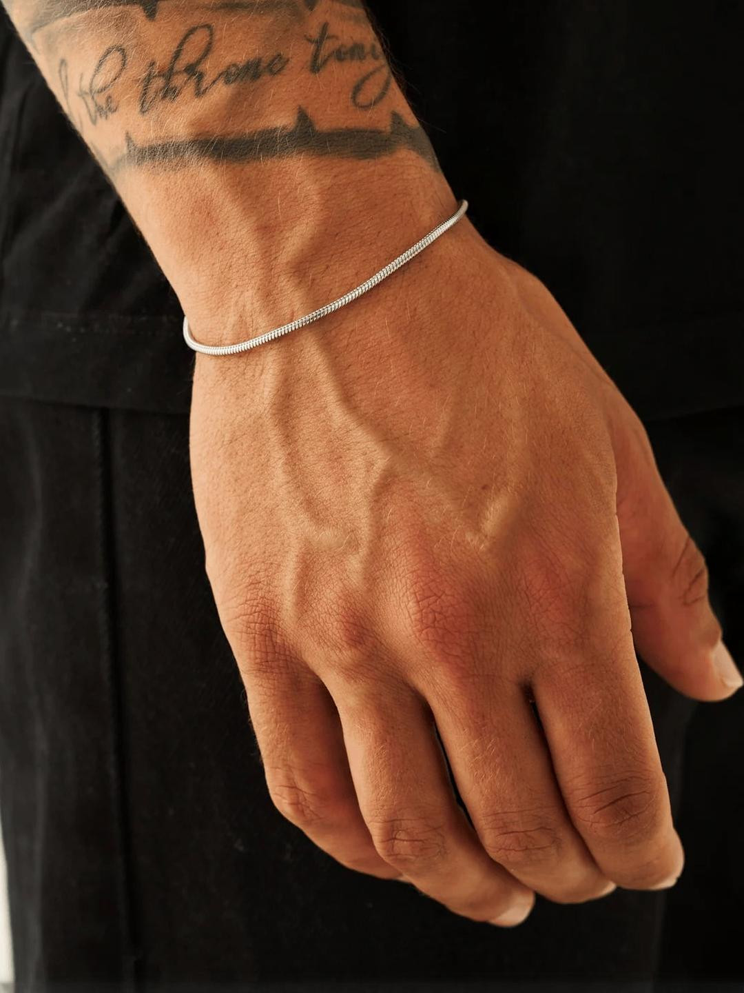 MILLER Men 2mm Silver-Plated Link Chain Bracelet