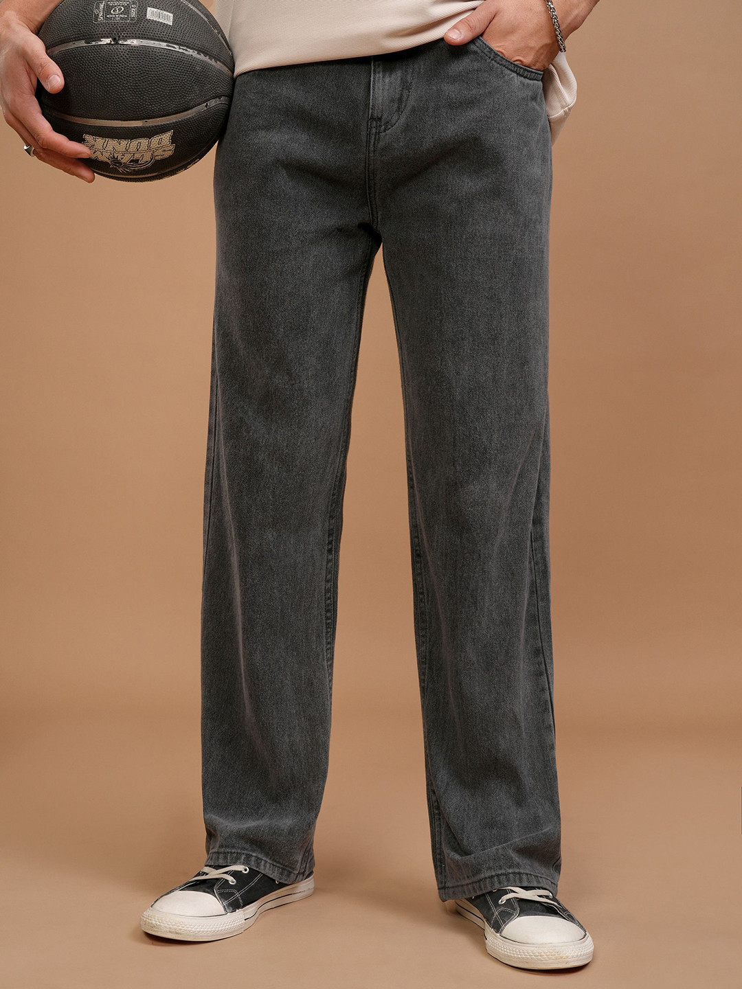 RusticBlooms Men Comfort Baggy Mid-Rise Heavy Fade Cotton Jeans
