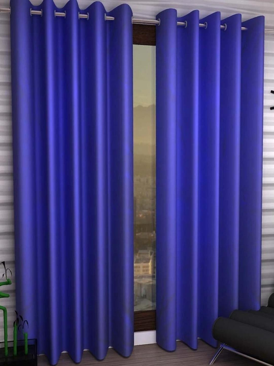 152 cm (5 ft) Polyester Semi Transparent Window Curtain (Pack Of 2) (Solid, Light Blue)