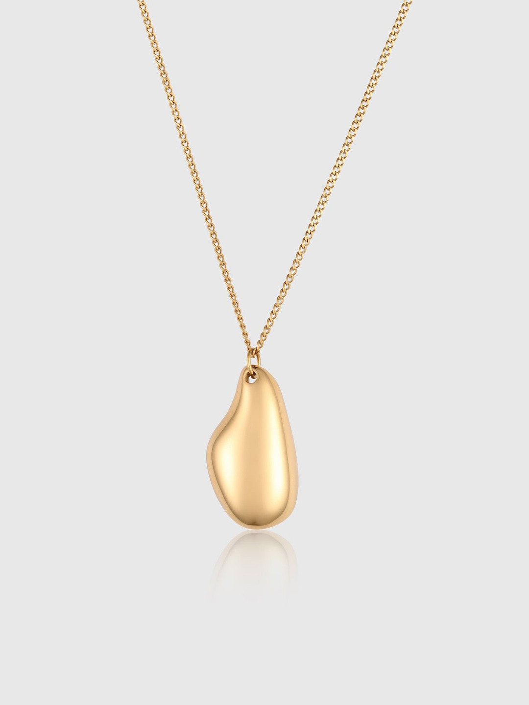 OUZEL Stainless Steel 18KT Gold-Plated Droplet Shaped Pendant With Chain