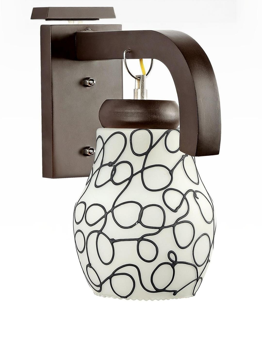 Somil Premium Designer Glass Wall / Night Lamp  Elegant & Stylish Dcor Accent for Modern Interiors, color- Black, White, Size:- 19 X 32 X 29.5 CM