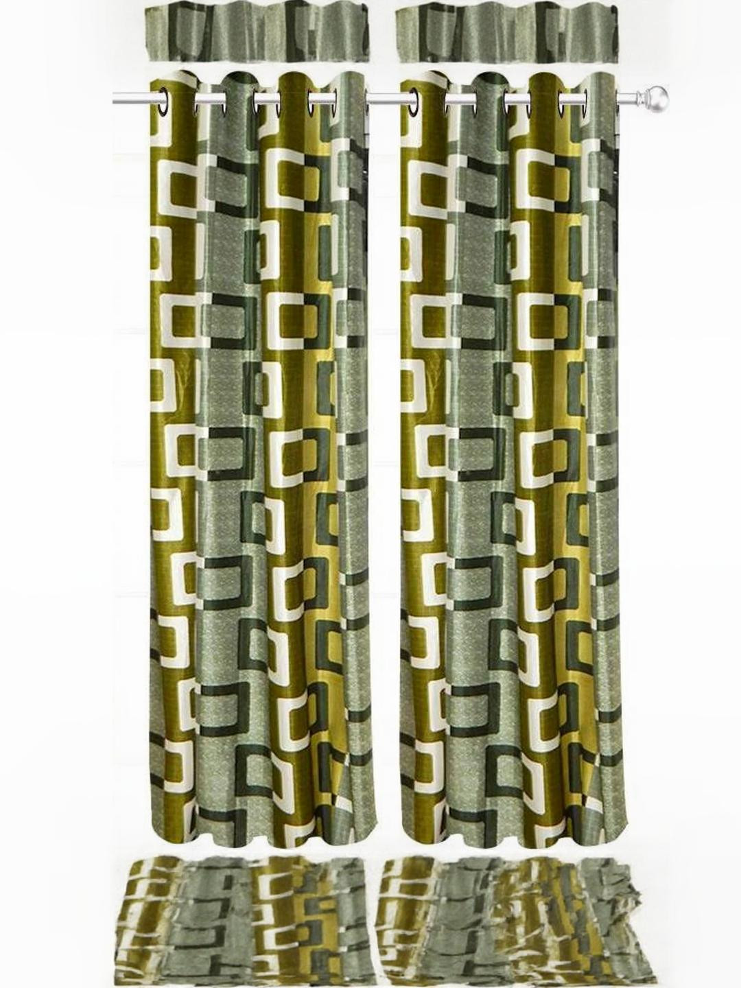 151 cm (5 ft) Polyester Semi Transparent Window Curtain (Pack Of 2) (Abstract, Green)