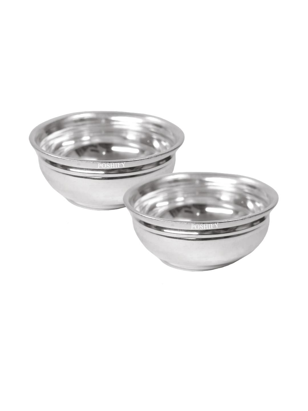Pure German Silver Bowl (pack of 2) for Pooja, Temple Decoration, Diwali, Gift